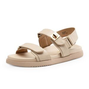 NIB Dream Pairs Hook And Loop Straps Flat Sandals Nude Chunky Dad Thick Sandal